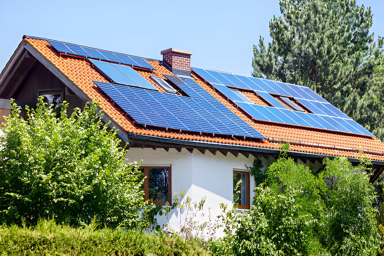 Worker with solar panel